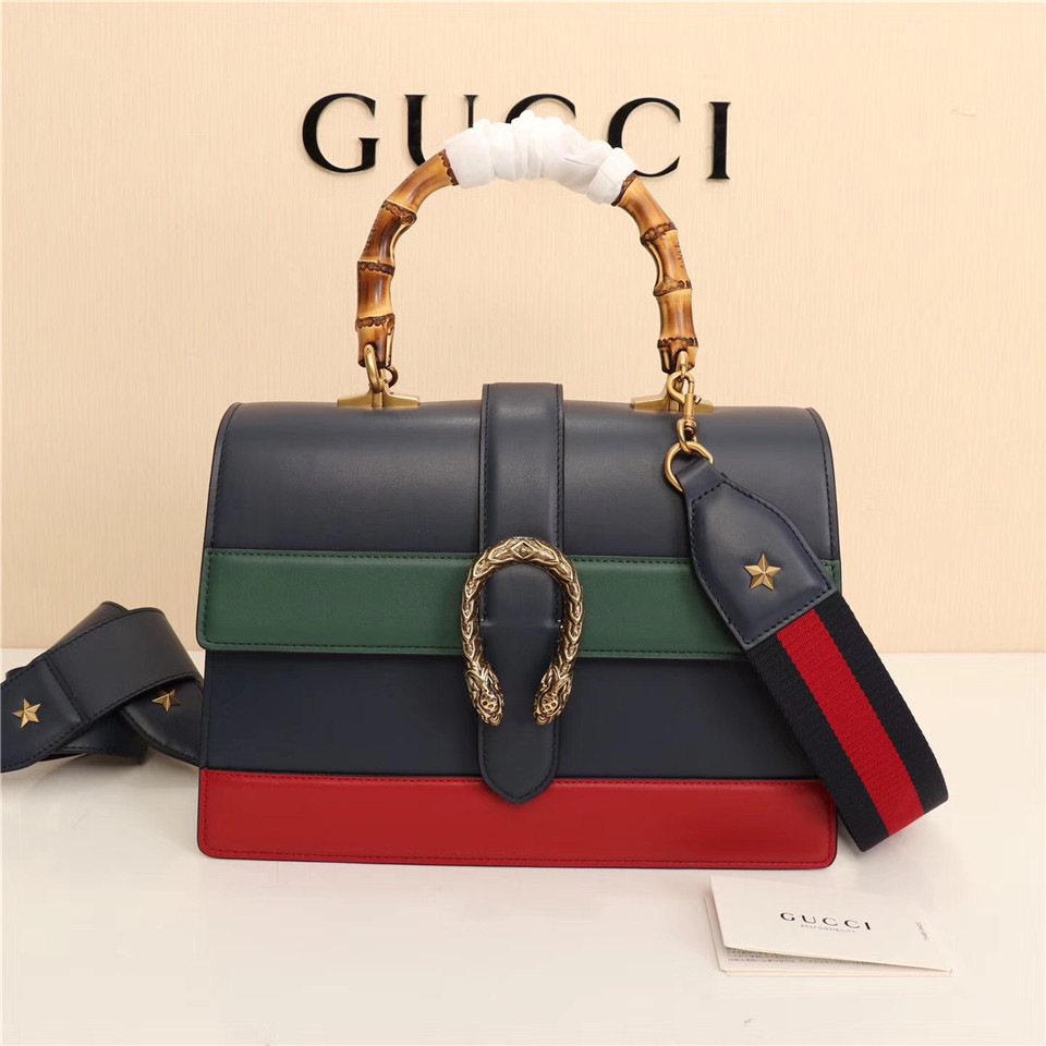 Gvc*1 Women's Dionysus Leather Top Handle Bag 421999 Navy Blue