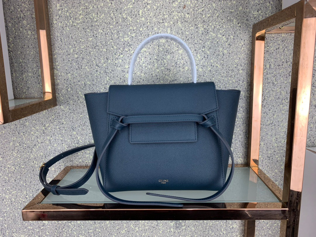 Ce1i*e Micro Belt Bag In Grained Calfskin with Dark Blue 20cm 175519