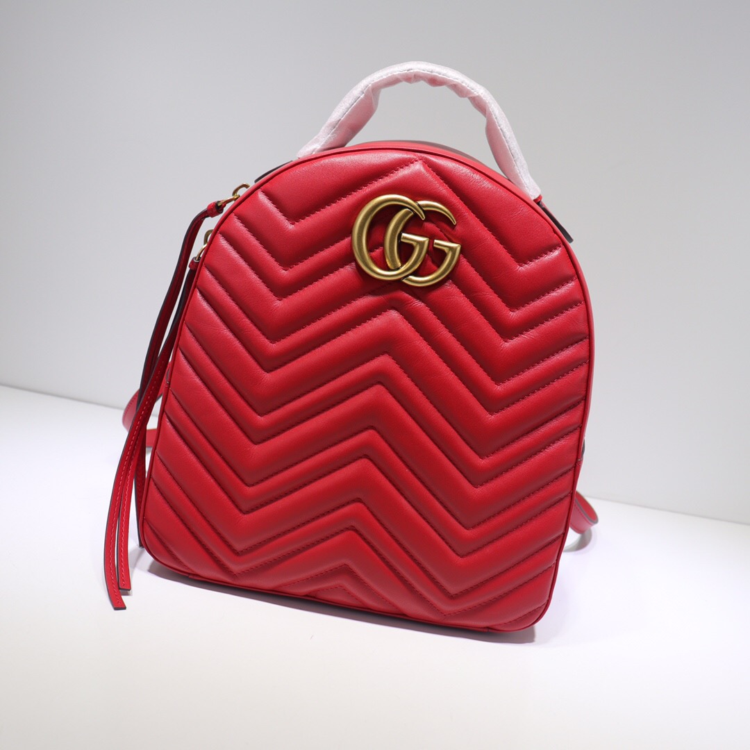 Gvc*1 GG Marmont quilted leather backpack 476671 Red