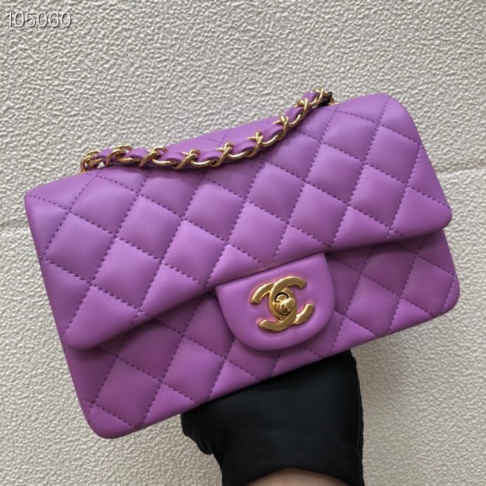 Ch**el Lambskin Flap bag 20cm Purple