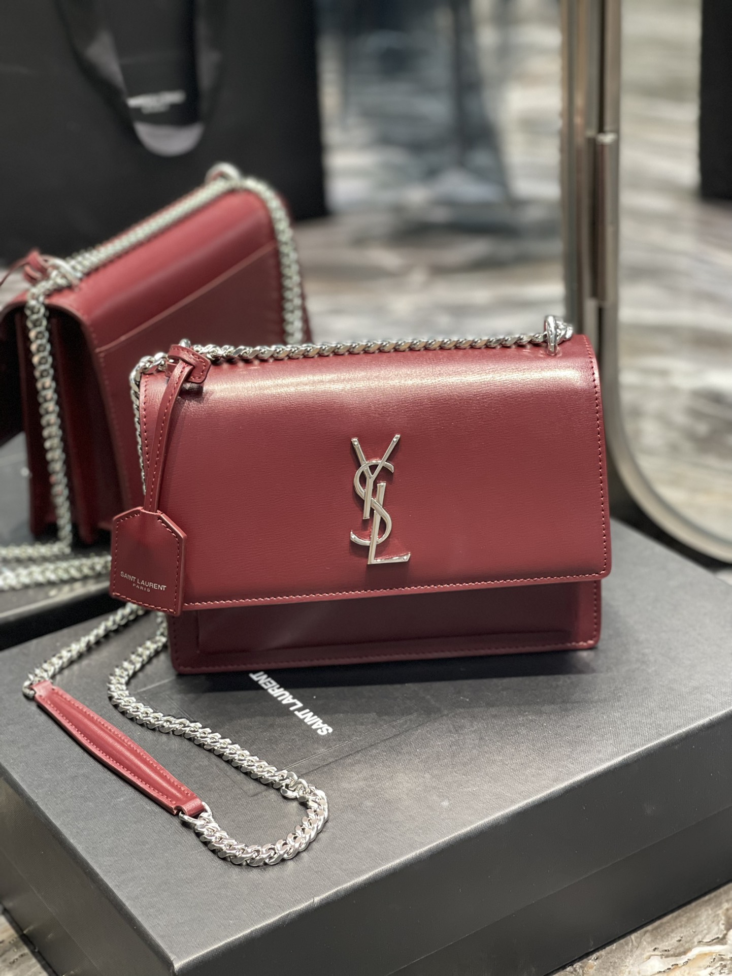 Y51 Monogram Sunset Leather Crossbody Bag 442906 Red with Silver hardware 22cm