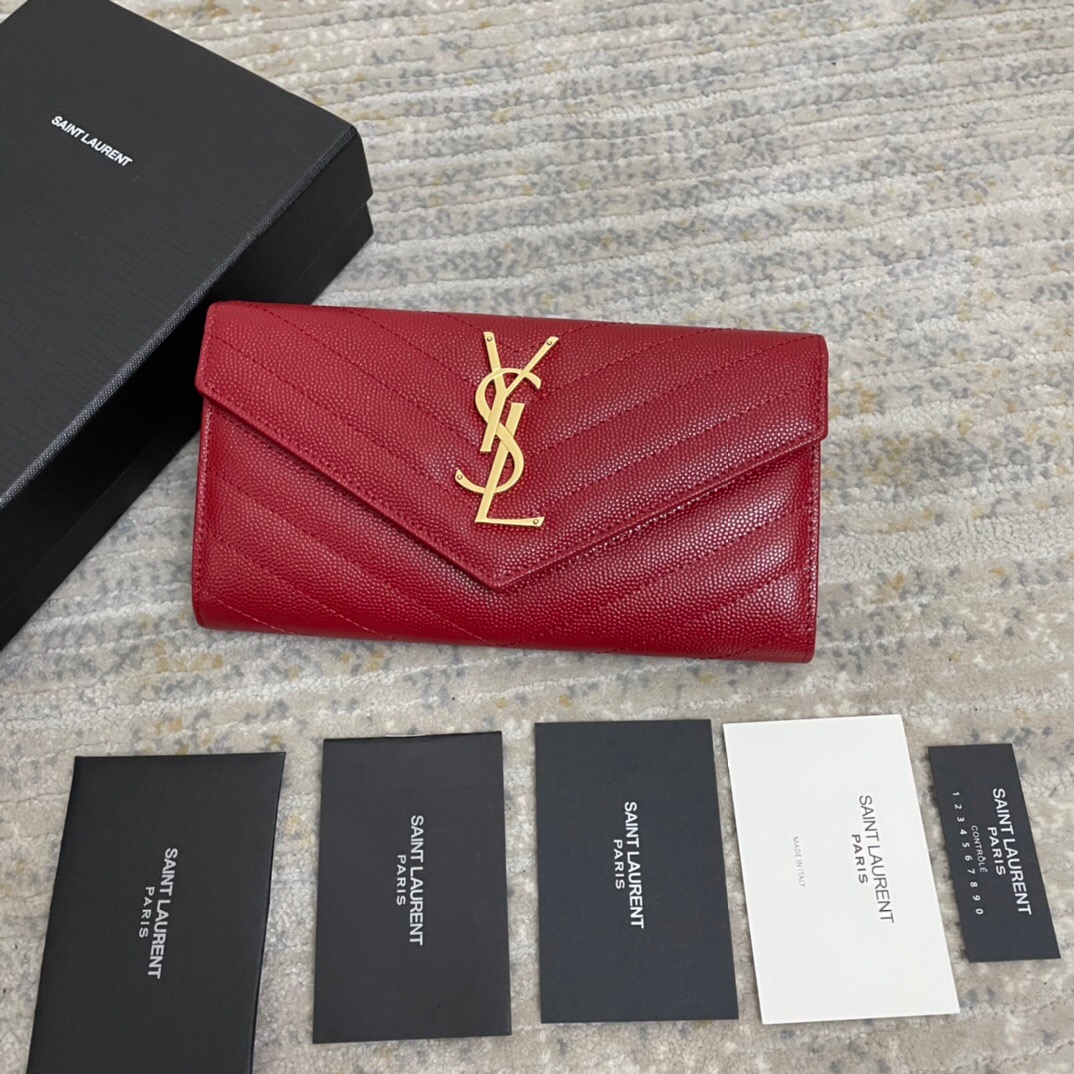 Y51 Calfskin With Gold Buckle Wallet In Red