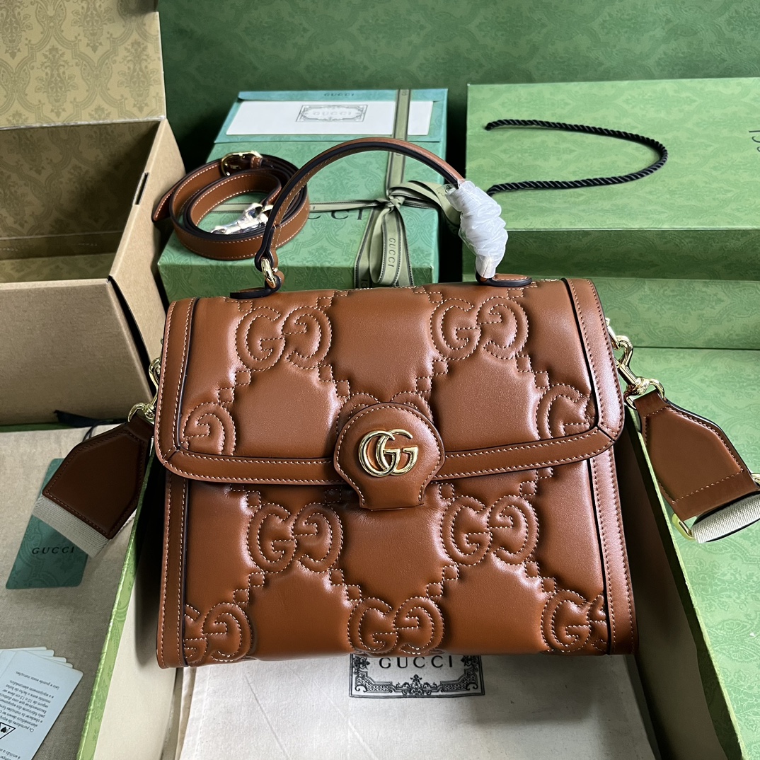 Bagsaaa GG Matelassé brown handbag - 25.5x 20.5x 12.5cm