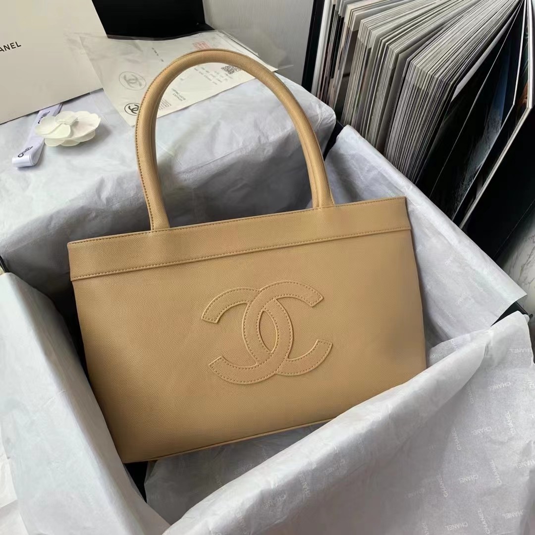 Bagsaaa Ch**el Vintage CC Open Beige Tote - 30*21*8cm