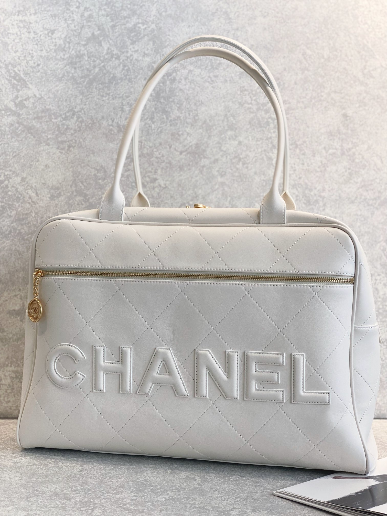 Bagsaaa Ch**el Maxi bowling white bag - 30*45*15cm