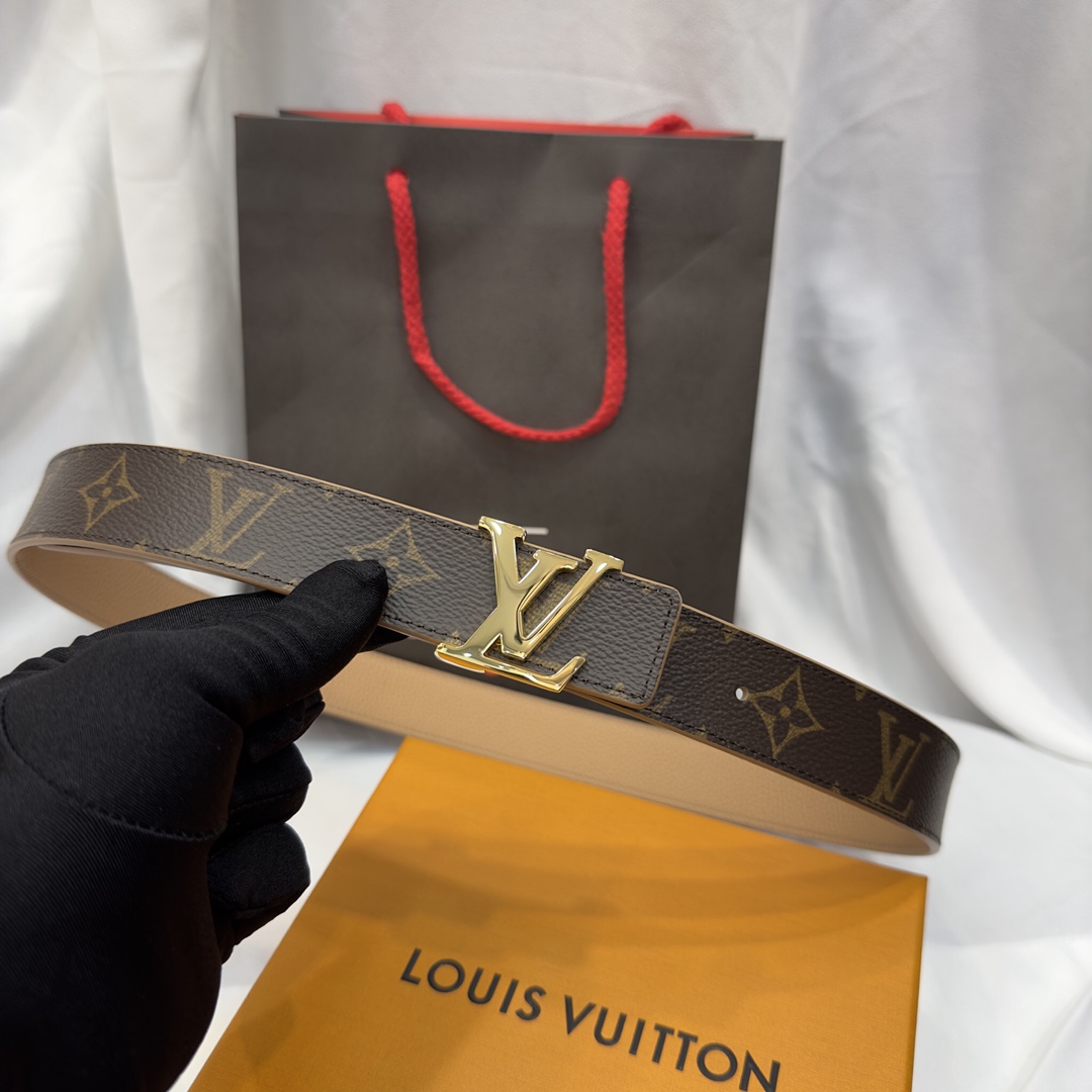 Bagsaaa L0vis Vvtt0n Initiales 30mm Reversible Belt Marron M0363W
