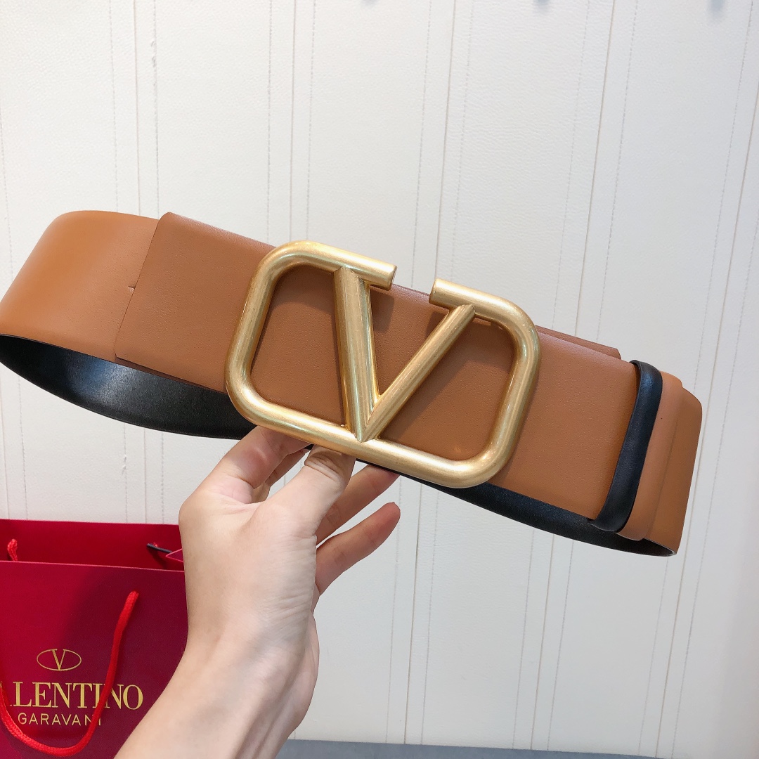 Bagsaaa Va1e*ntin0 VLogo Signature reversible belt brown 7cm