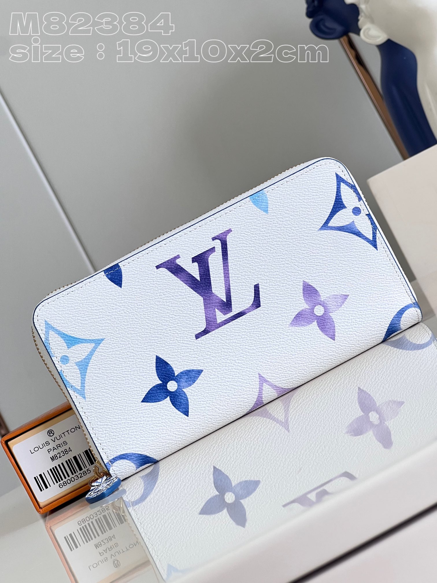 Bagsaaa L0vis Vvtt0n Zippy Wallet Blue - M82385 - 19.5 x 10.5 x 2.5 cm