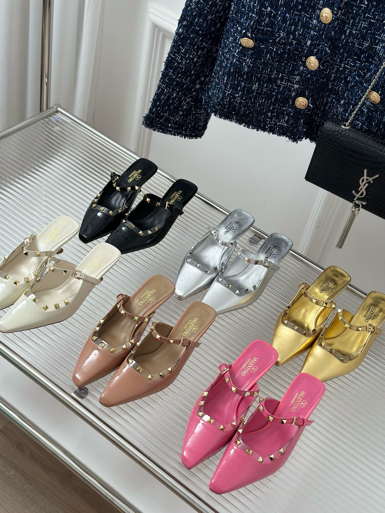 BAGSAAA Va1e*ntin0 ROCKSTUD COUTURE MIRROR SLINGBACK 35MM