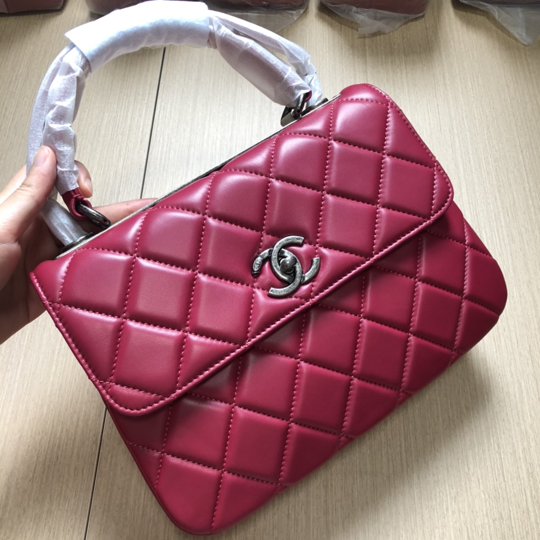 Bagsaaa Ch**el Trendy CC Hot Pink Silver Hardware 25cm