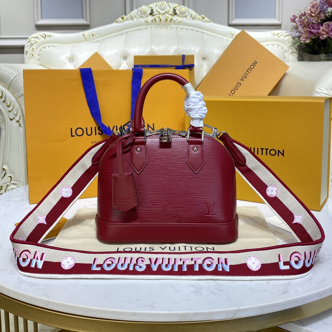 Bagsaaa L0vis Vvtt0n Alma BB Epi Leather Burgundy - 23.5 x 17.5 x 11.5 cm