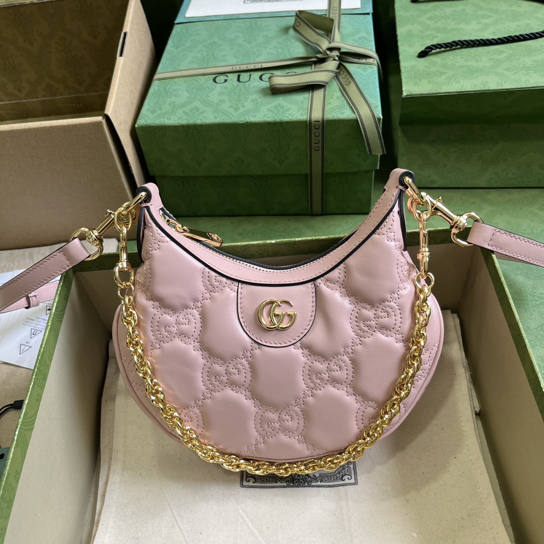 Bagsaaa Gvc*1 GG Matelassé Mini Shoulder Bag Light Pink - 21x 14x 6cm