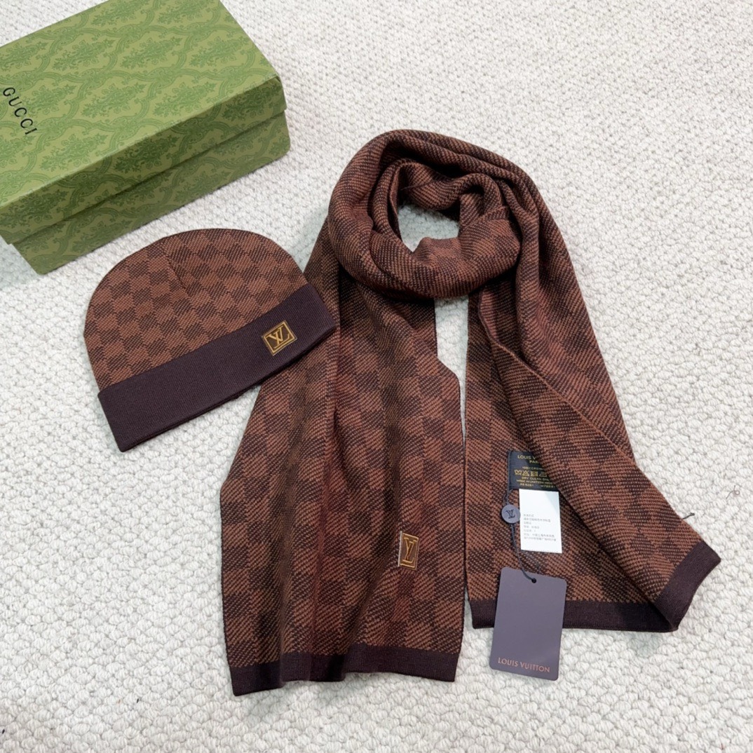 Bagsaaa L0vis Vvtt0n Set Hat + Scarf