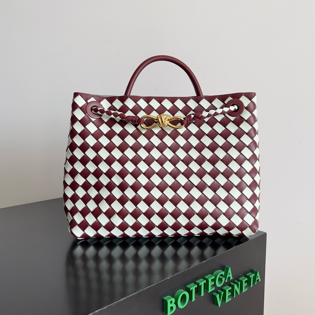 Bagsaaa B0tt*ga Ven*ta Large Andiamo Burgundy & Off White - 32x25x11cm