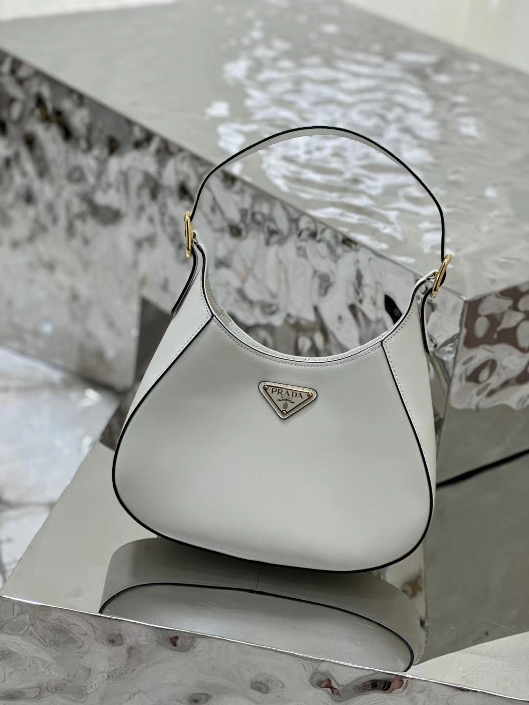 Bagsaaa Pra*a Cleo Shoulder Bag With Adjustable Strap In White - 27x20x7cm