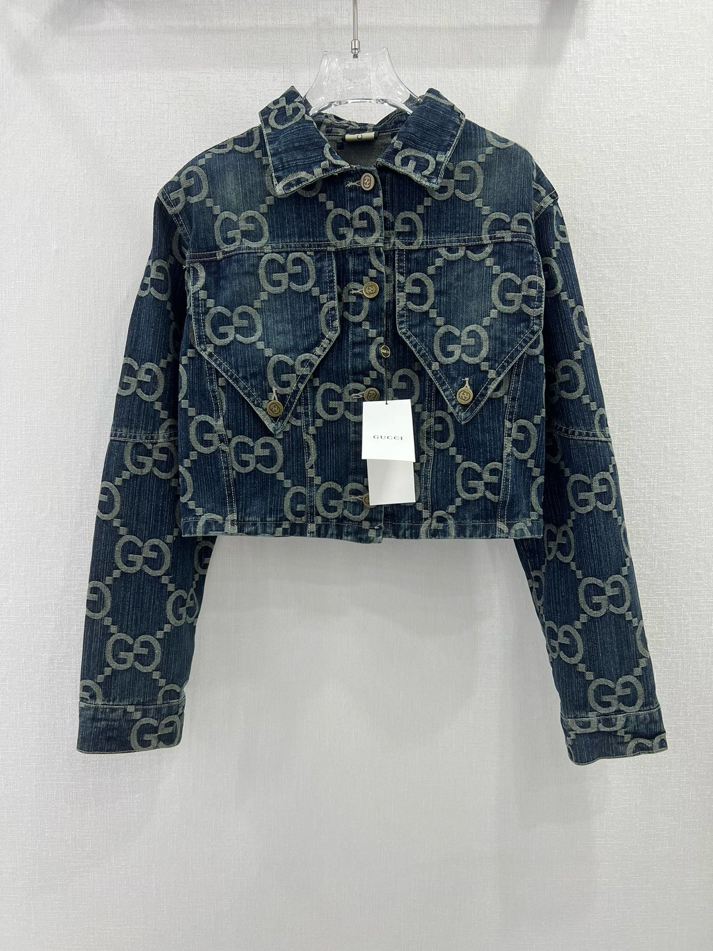Bagsaaa Gvc*1 Blue GG-embroidered denim jacket