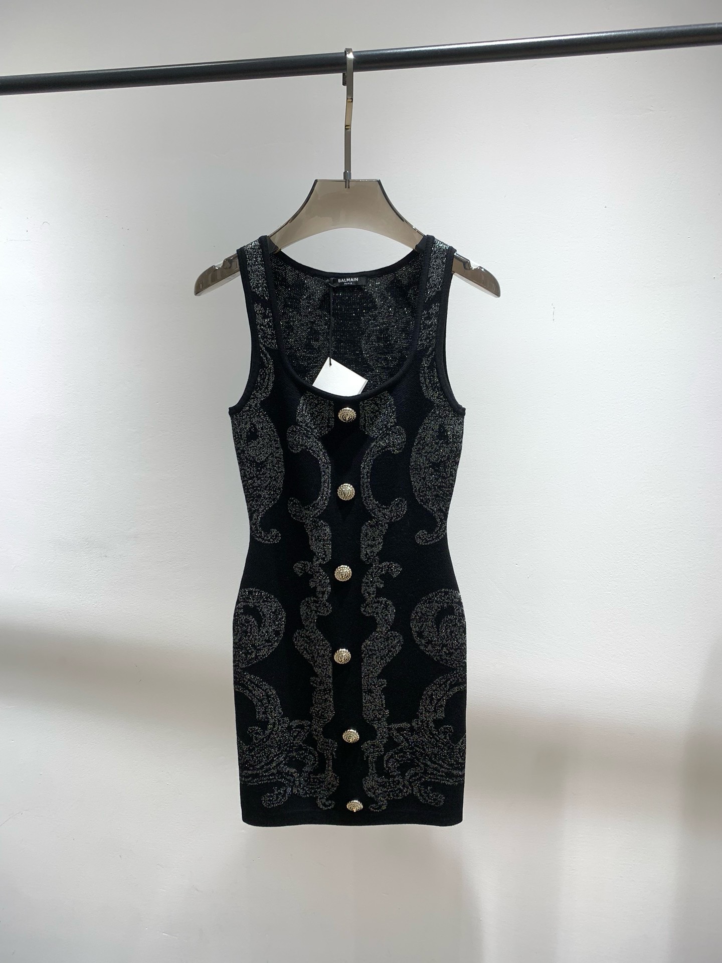 Bagsaaa Balmain Paisley knit sleeveless dress