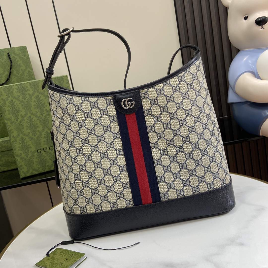 Bagsaaa Gvc*1 Ophidia GG Medium Shoulder Bag ‎781392 Beige & Blue - 34x32x17 cm