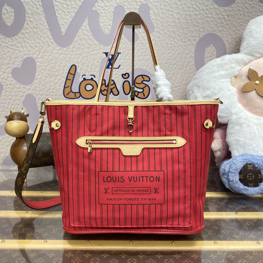 Bagsaaa L0vis Vvtt0n M12096 Reversible Neverfull Bandoulière Inside Out MM Tote Bag Red - 31 x 28 x 14 cm