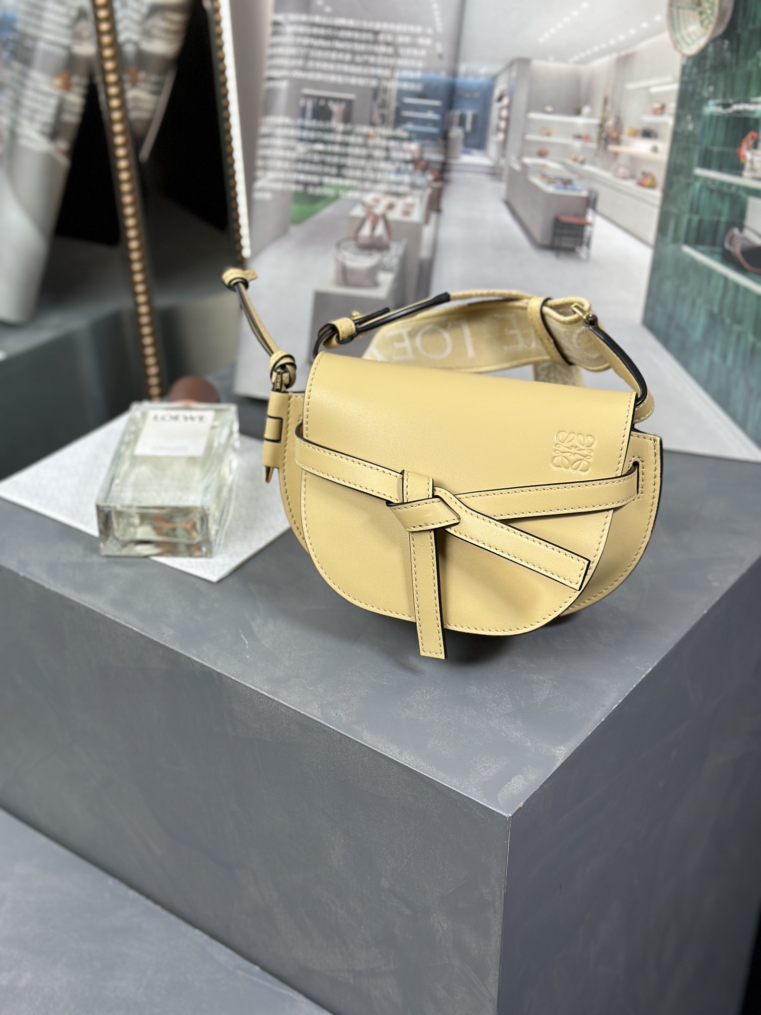 Bagsaaa L0ew* Gate Dual Mini Leather Crossbody Bag Yellow - 15cm