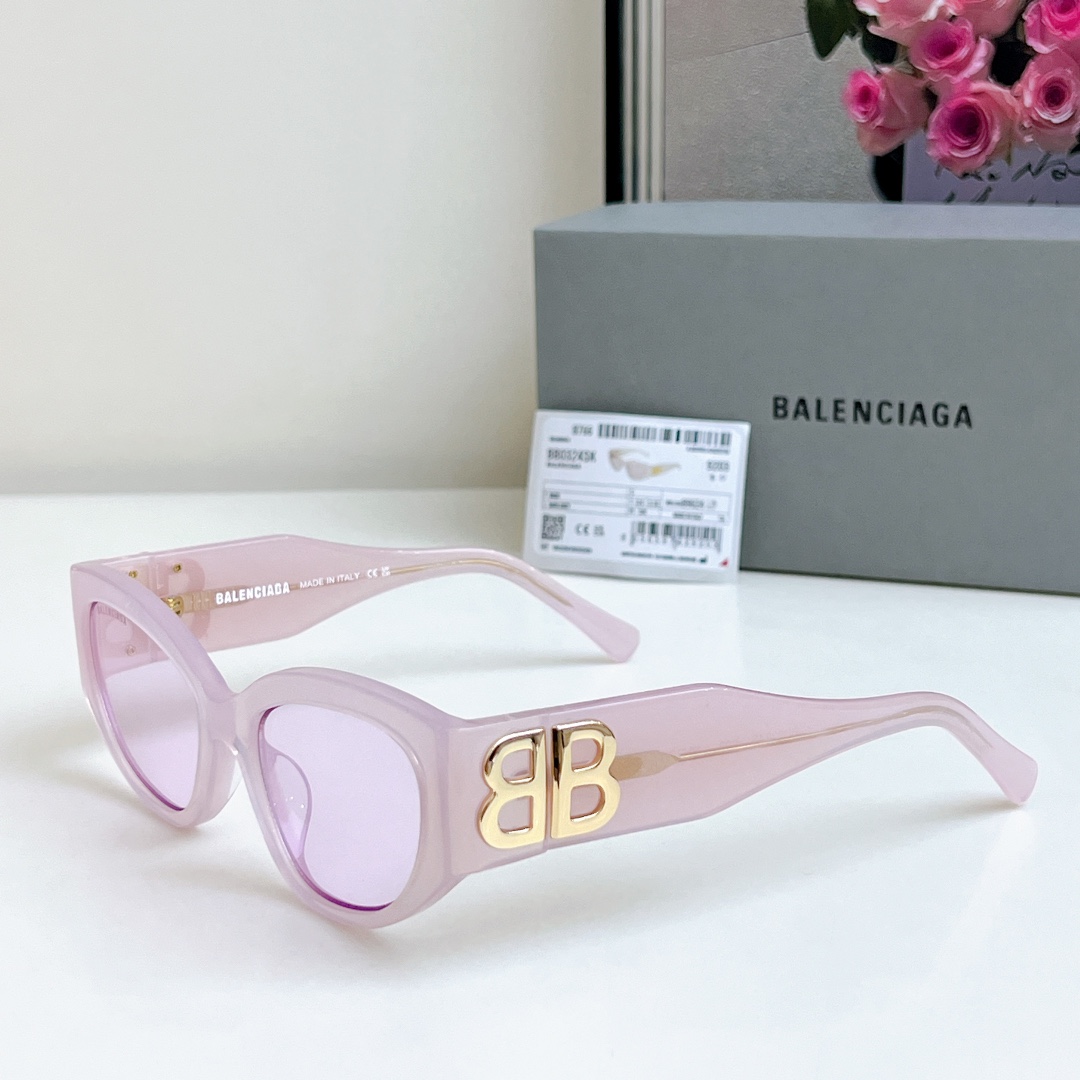 Bagsaaa Ba1en*iaga Bossy Round Af Sunglasses in Light Pink