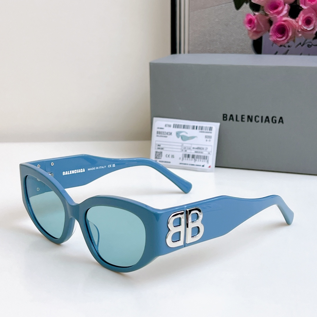 Bagsaaa Ba1en*iaga Bossy Round Af Sunglasses in Blue