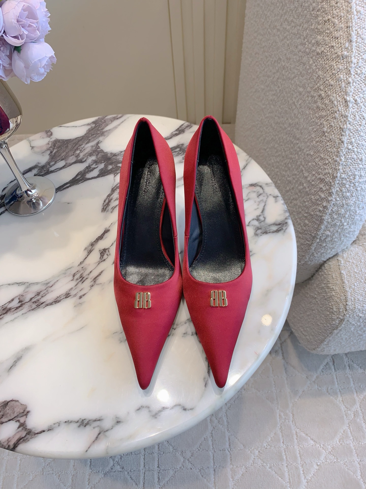 Bagsaaa Ba1en*iaga Avenue 90 satin pumps red - 7cm