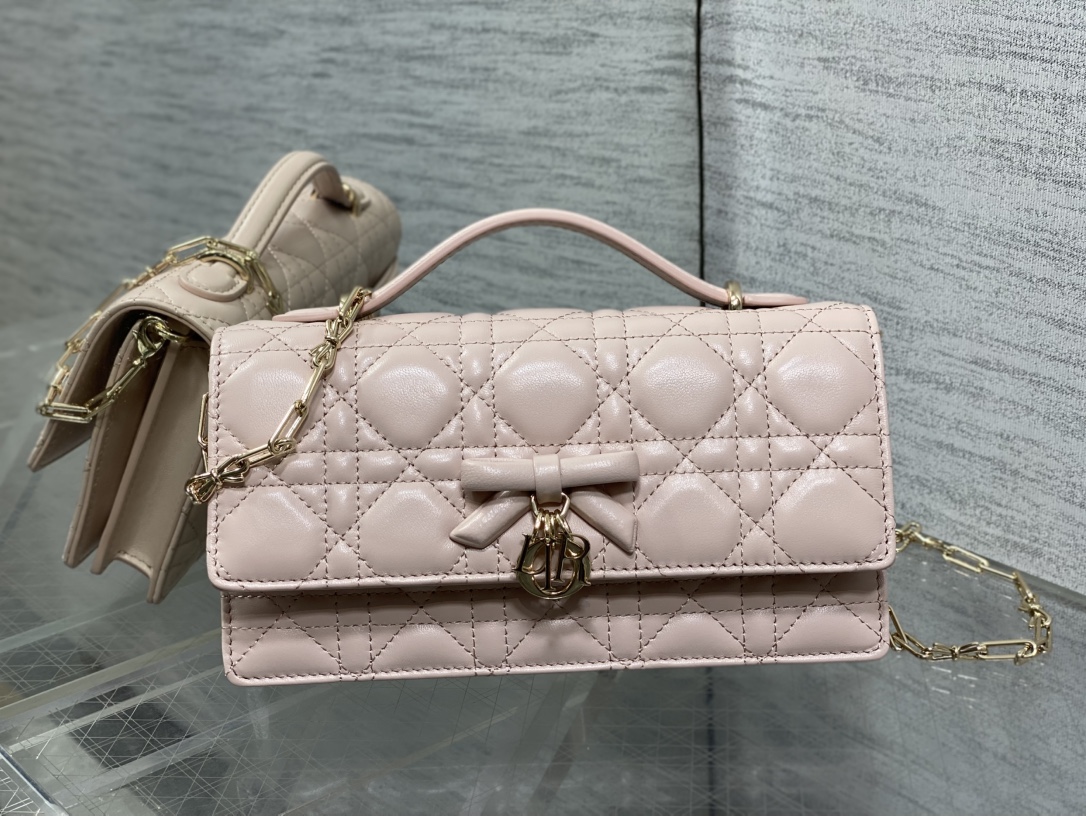 Bagsaaa My D10r Mini Bag Rose Soupir Cannage Lambskin - 21cm
